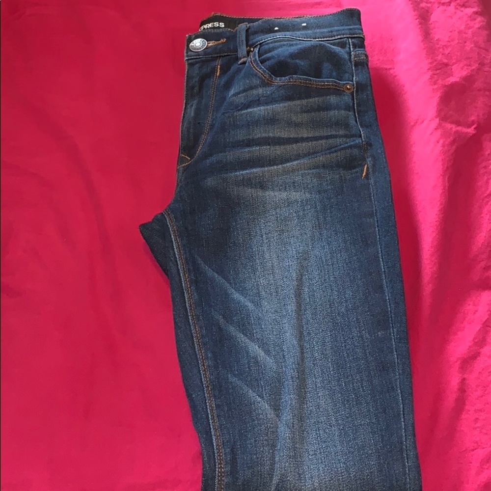 WOMENS EXPRESS MEDIUM WASH JEAN LEGGINGS STRETCH
